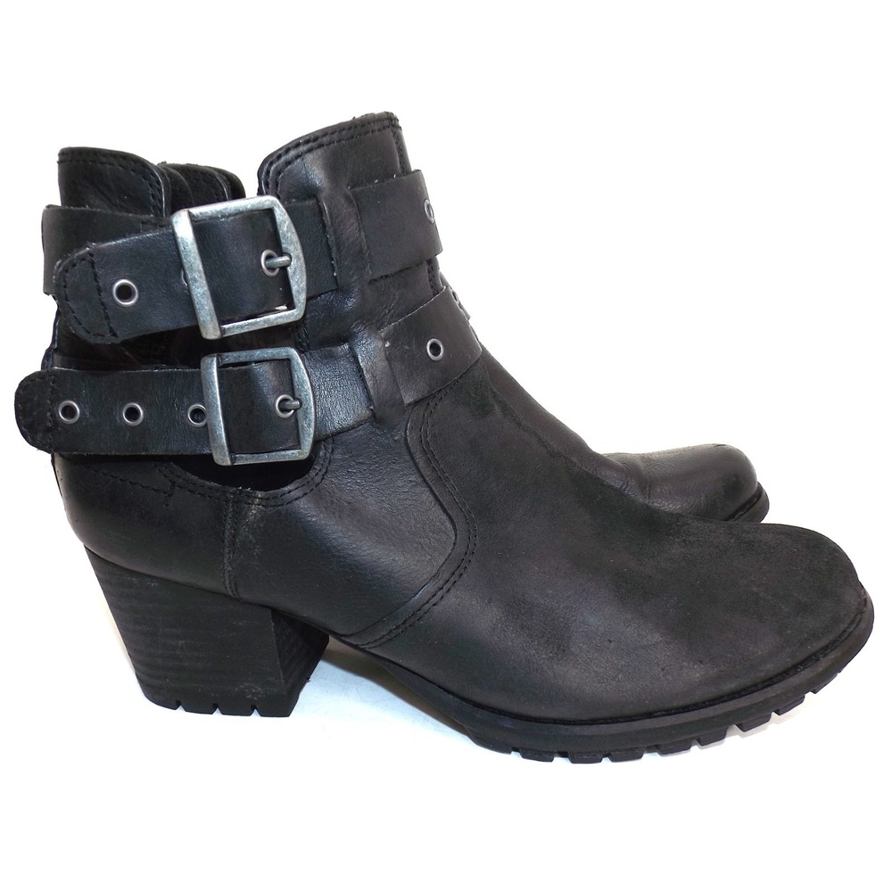 CAT Footwear Tora Chelsea Boots double buckle black leather - ladies size 10